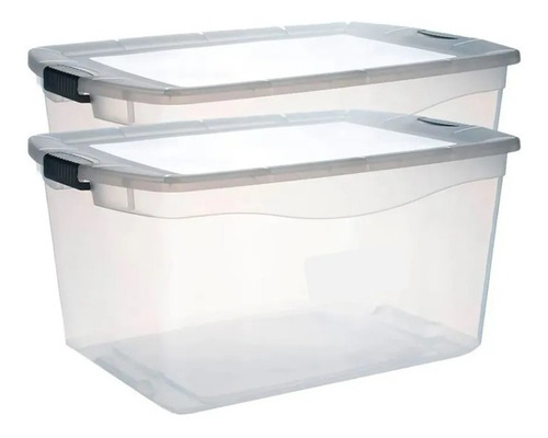Caja Organizador Plastico Apilable Tapa Taper 68 Litros X2 Colombraro