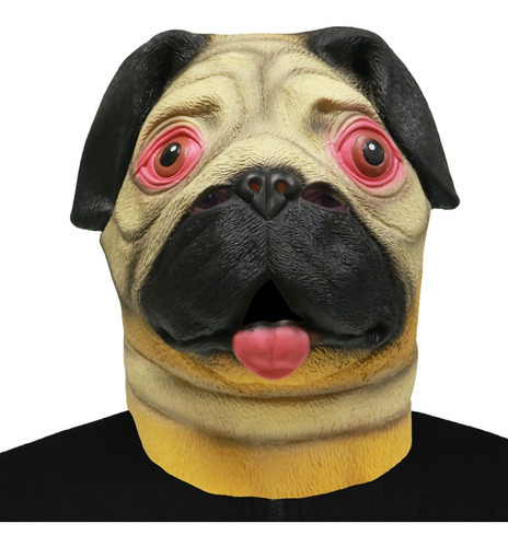 Mascara De Latex Perro Doug Pug Animal Cotillon Disfraz Color Marrón Perro Pug