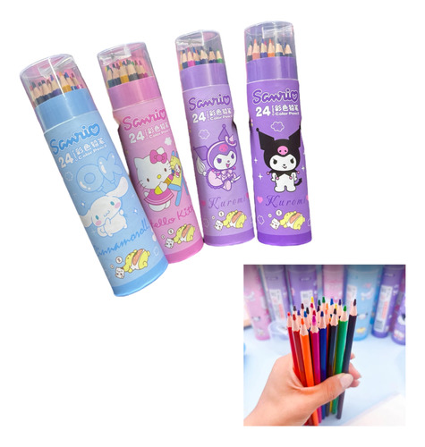 Caja De 24 Colores Sanrio. Cinnamonroll Kuromi Hello Kitty