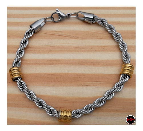 Pulsera Soga C/ Double Hombre 1.0 5mm-18 Cm Acero Quirúrgico