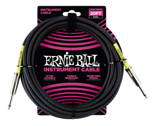 Imagen 1 de 1 de Cable Para Instrumento Ernie Ball P06046 6 Mts Negro