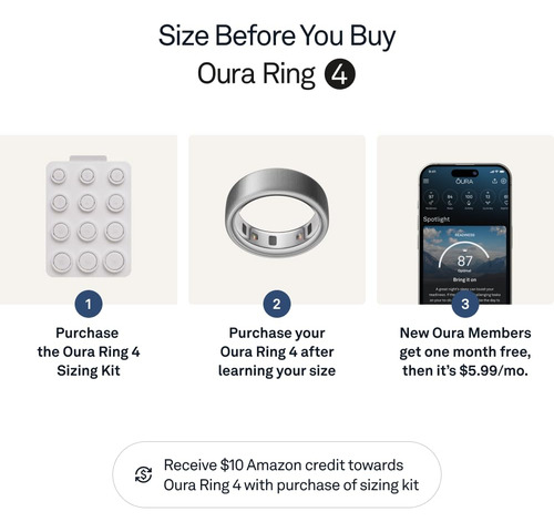 Oura Ring 4 Smart Ring Monitor Personal Silver Brushed T:13