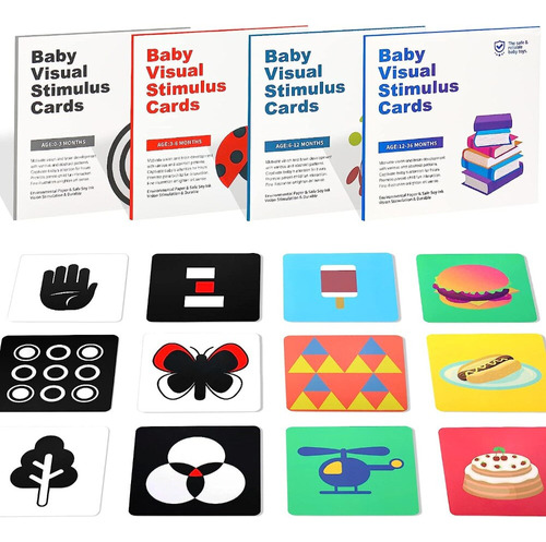 Nihay 4 Tarjetas Montessori De Estimulación Visual For Bebés
