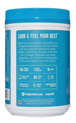 Imagen 3 de 4 de Vital Proteins Collagen Peptides, Colágeno 680 G.