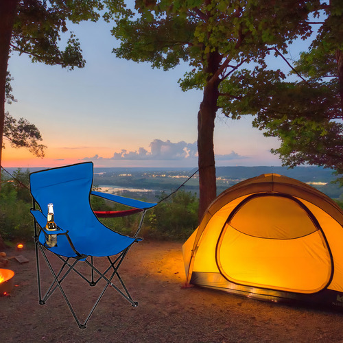 Silla De Campamento, Playa, Camping, Picnic. Portatil Para Exteriores Impermeable Con Fundas 4 Piezas Color Azul