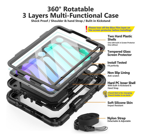 Funda Para iPad Mini 7 (a17 Pro ) /mini 6 (6a Gen) 8.3+mica