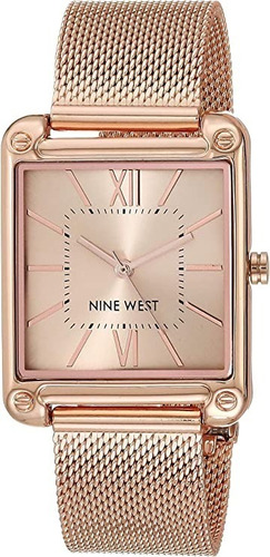 Reloj Nine West Dama Diseñador Cuadrado Oro Rosa Original