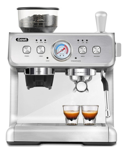 Gevi Máquina De Café Espresso Semiautomática De 20 Bar C. Color Negro y plateado