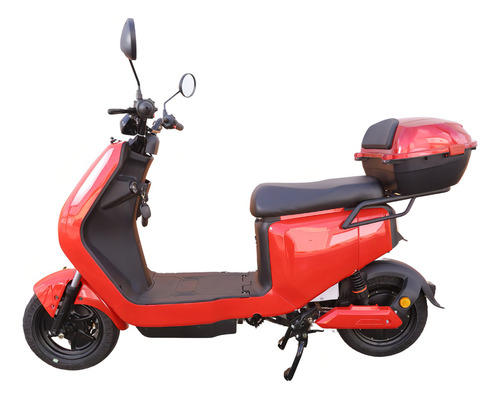 Bicicleta Elétrica 500w Sem Cnh Moto Scooter Recarregavel Cor Vermelho Com Baú