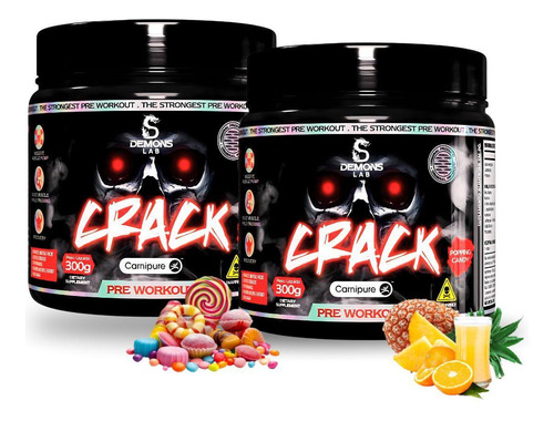 Kit Com 2x Pré Treino Crack 300g Demons Lab
