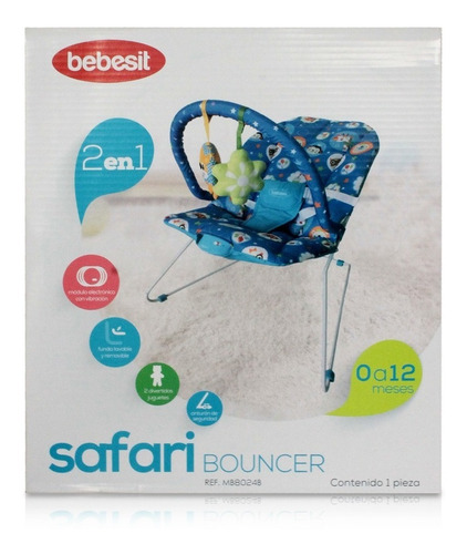 Imagen 2 de 2 de Bouncer Vibrador Bebesit Safari Anti-reflujo
