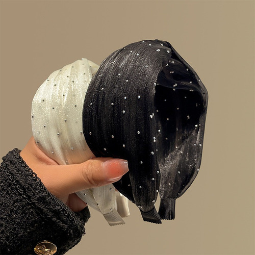 Diadema Ala Ancha Malla Diamante Alta Gama Moda Para Mujer