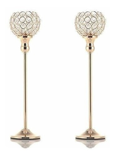 Candelabros De De Cristal Dorados De 43cm  Set X 2u. 