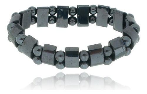 Bracelete Semijoia Pedra Natural Hematita Pulseira Regulável