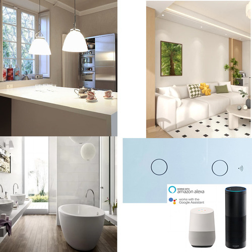 Interruptores De Luz De Pared Táctiles Wifi Smart, 2 Gang