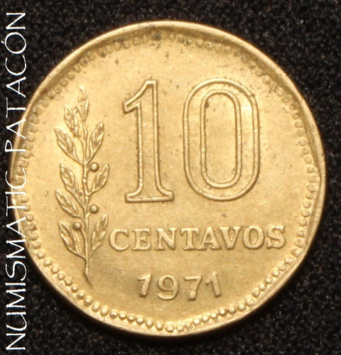 Moneda Argentina 10 Centavos De Peso Ley 1971 - Excelente