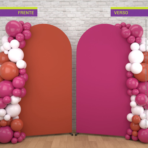 Capa Painel Romano Dupla Face Laranja/pink Liso 2x1m Veste Fácil Tecido Sublimado Decorativo Duas Cores