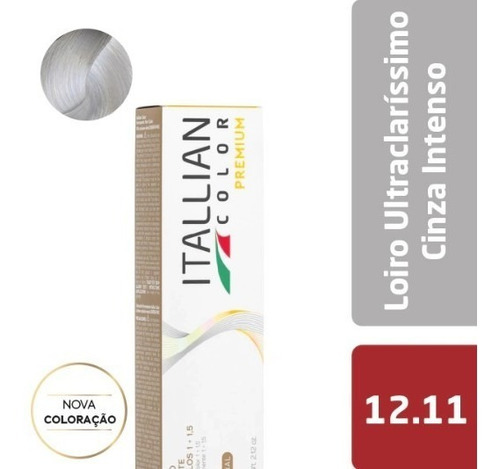 Kit Tintura Itallian  Color Professional Coloração itallian Color tom 12.11 loiro intenso super claro para cabelo