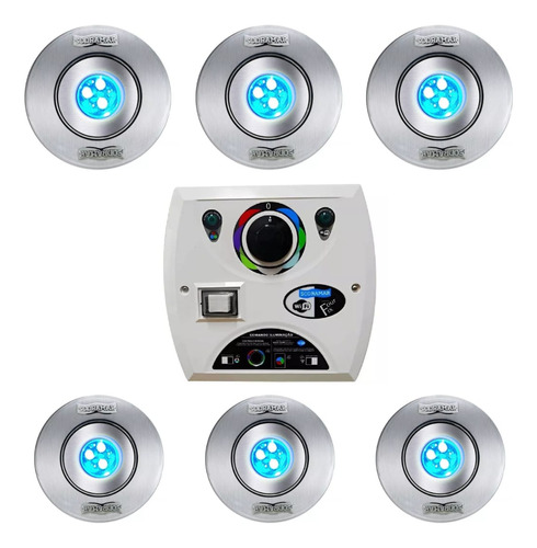 Iluminação De Piscina 6 Led 9w + Wifi Sodramar Luz Rgb 12v