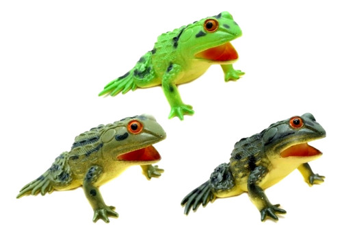 Sapo Rana Juguetes De Goma X 3 Unidades