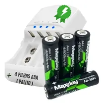Comprar Carregador De Pilhas PALITO E Média Com 4 Pilhas PALITO AAA 4800mah
