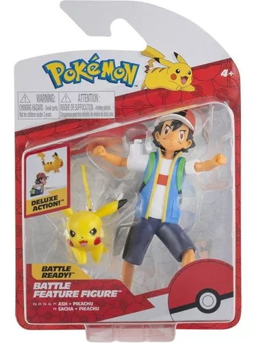 Pack 2 Figuras Pokemon Ash & Pikachu 11 Cm Coleccion De Lujo - $ 15.090