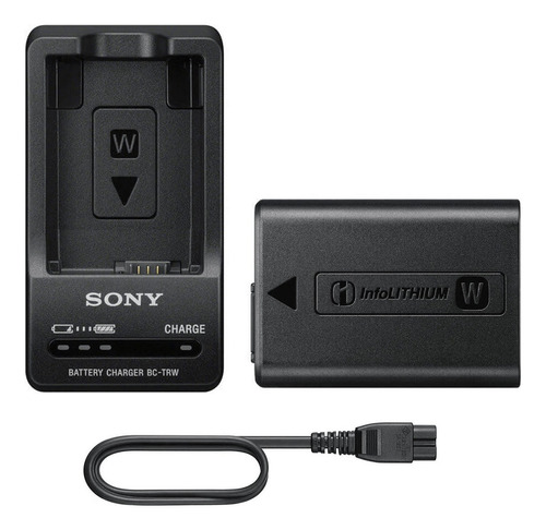 Kit Sony Bateria Np-fw50 + Carregador Sony Bc-trw (bivolt) Cor Preto