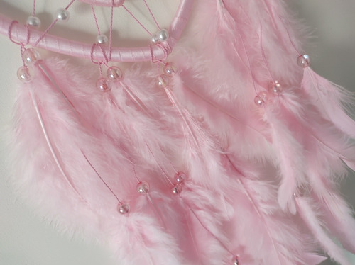 Imagen 5 de 5 de Atrapa Sueños Diseño Corazón Perlas Blancas Y Tornasoles