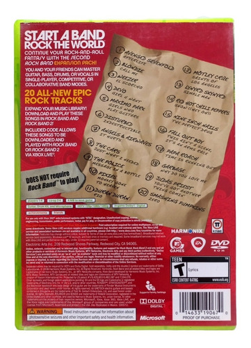 Rock Band Track Pack Volume 2 Xbox 360 (Reacondicionado)