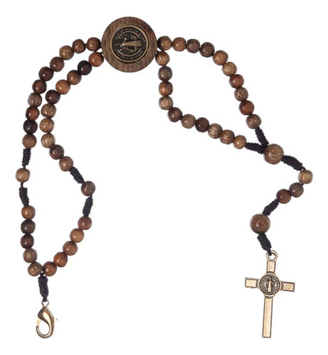 Pulseira Terco Mad Imbuia 4mm Cruz Sao Bento Catolico