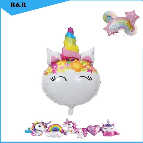 Imagen 1 de 4 de Globos Metalico Unicornio Cadena Y Globos. Viña