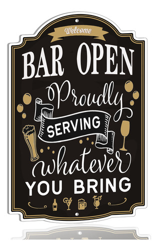 Letrero Retro Texto Ingl  Welcome Bar Open Orgully Serving X