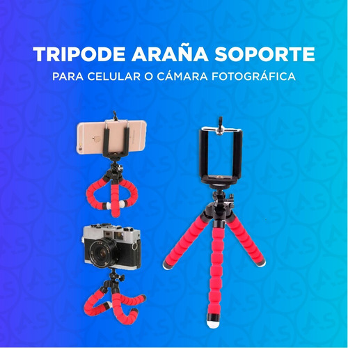 Imagen 4 de 10 de Soporte Tripode Araña Flexible Porta Celular Camara De Fotos