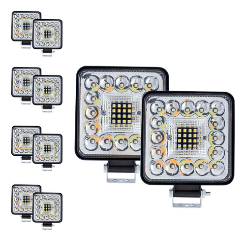 10 Faros Luz Blanca Ámbar Tunelight 48w 33 Leds Jeep/4x4