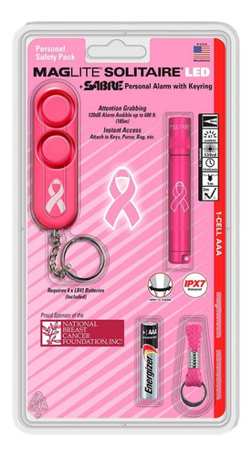 Linterna Solitaire Led Alarma Maglite Protección Mujer Color De La Linterna Rosa Chicle Color De La Luz Rosa Chicle