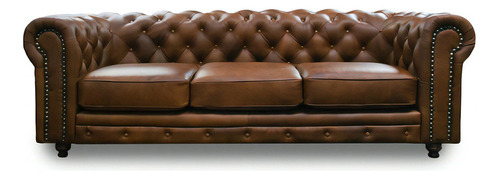 Sala De Piel - Chesterfield / Sofa Y Love - Confortopiel Color Caramelo