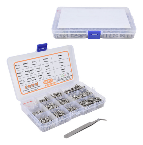 Cup Grub Screw 540pcs Set 304 Stainless Steel M2m8 Point