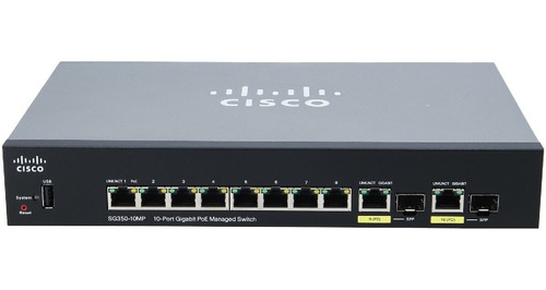 Switch Cisco Sg350-10mp Administrable 8 Puertos Gigabite Poe + 2 Sfp