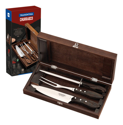 Kit Para Asado Tramontina De Acero Inoxidable 4 Pzas 