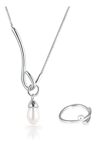 Joyas Barra Curvada Perlas Plata Esterlina S925 Para Mujer P