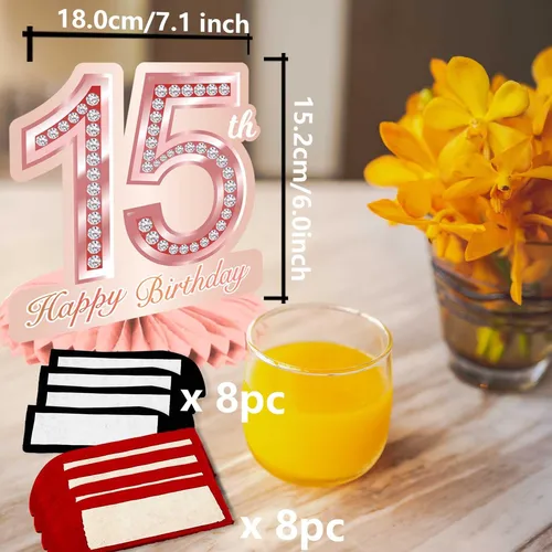 Panal De Cumpleanos Dorado Rosa, Decoracion Unica Para Fiest