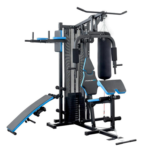 Multi Estação Academia De Musculação Podiumfit Me700 - 100kg Estrutura Preto Estofamento Preto