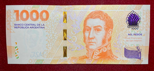 Nuevo Billete 1000 Pesos Argentina 2023 San Martín