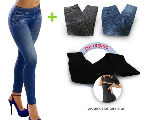 Jeggings 360 Leggings Con Diseño De Jeans Original