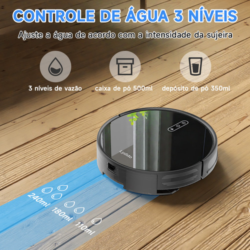 Robô Aspirador de Pó Lydsto G1 cor preto limpeza automática 4000pa Compatível Com Mi home Bivolt 127/220v