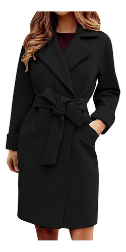 Abrigo De Invierno Con Solapa De Lana Para Mujer, Gabardina