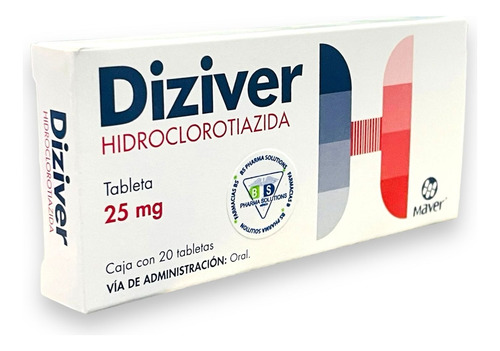 Diziver Hidroclorotiazida 25mg C/20 Tabletas Maver 