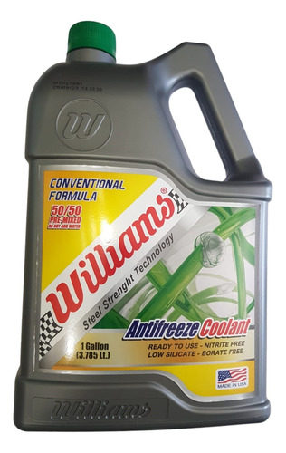 Coolant Antifreze Refrigerante Anticongelante 50/50 Williams