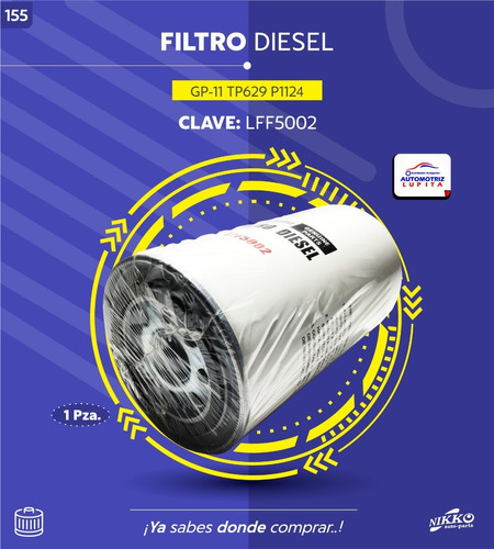 Filtro De Diesel Cummins  Komatsu Gp-11 Tp629 P1124 