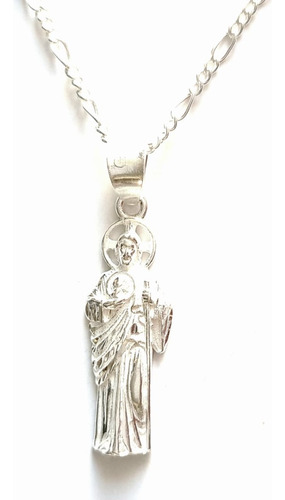 San Judas Tadeo Dije Medalla Con Cadena De Plata Ley 925